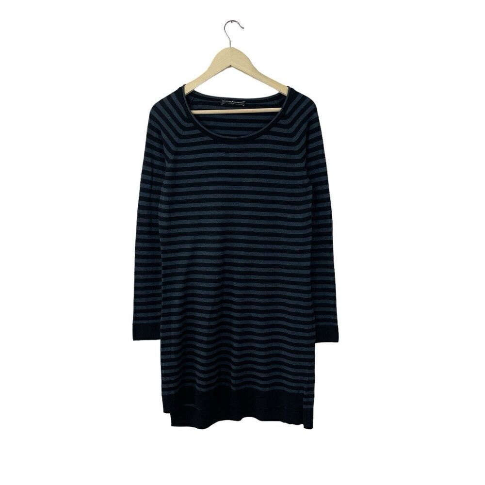 Peruvian Connection Medium Sweater Dress Knit Striped Cotton Blend Womens